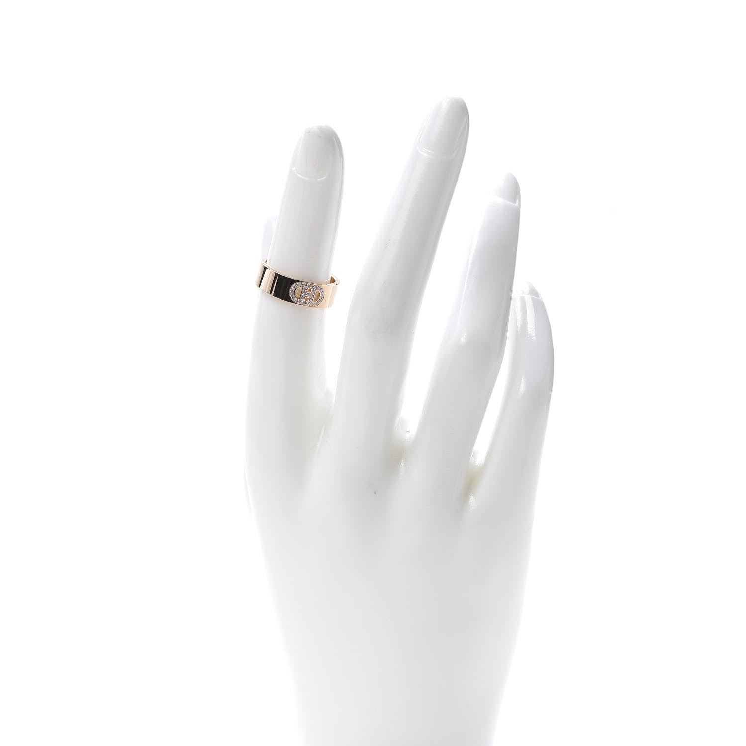 Hermes 18K Rose Gold Diamond PM H D'Ancre Ring 50 5.25 2 of 5