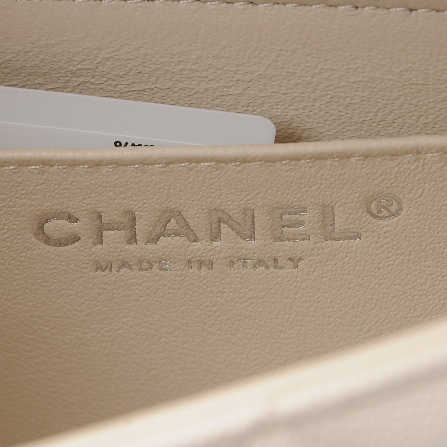 Caviar Quilted Mini Rectangular Flap Beige Clair