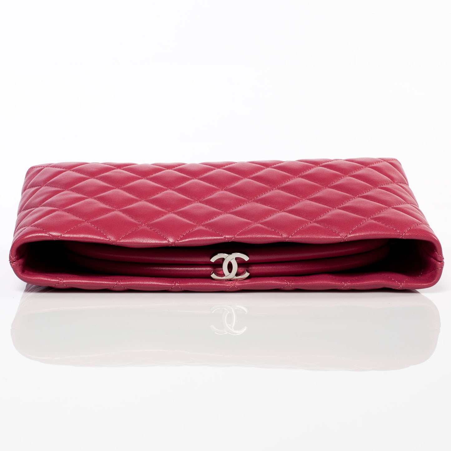 Lambskin Quilted Clutch Fuchsia