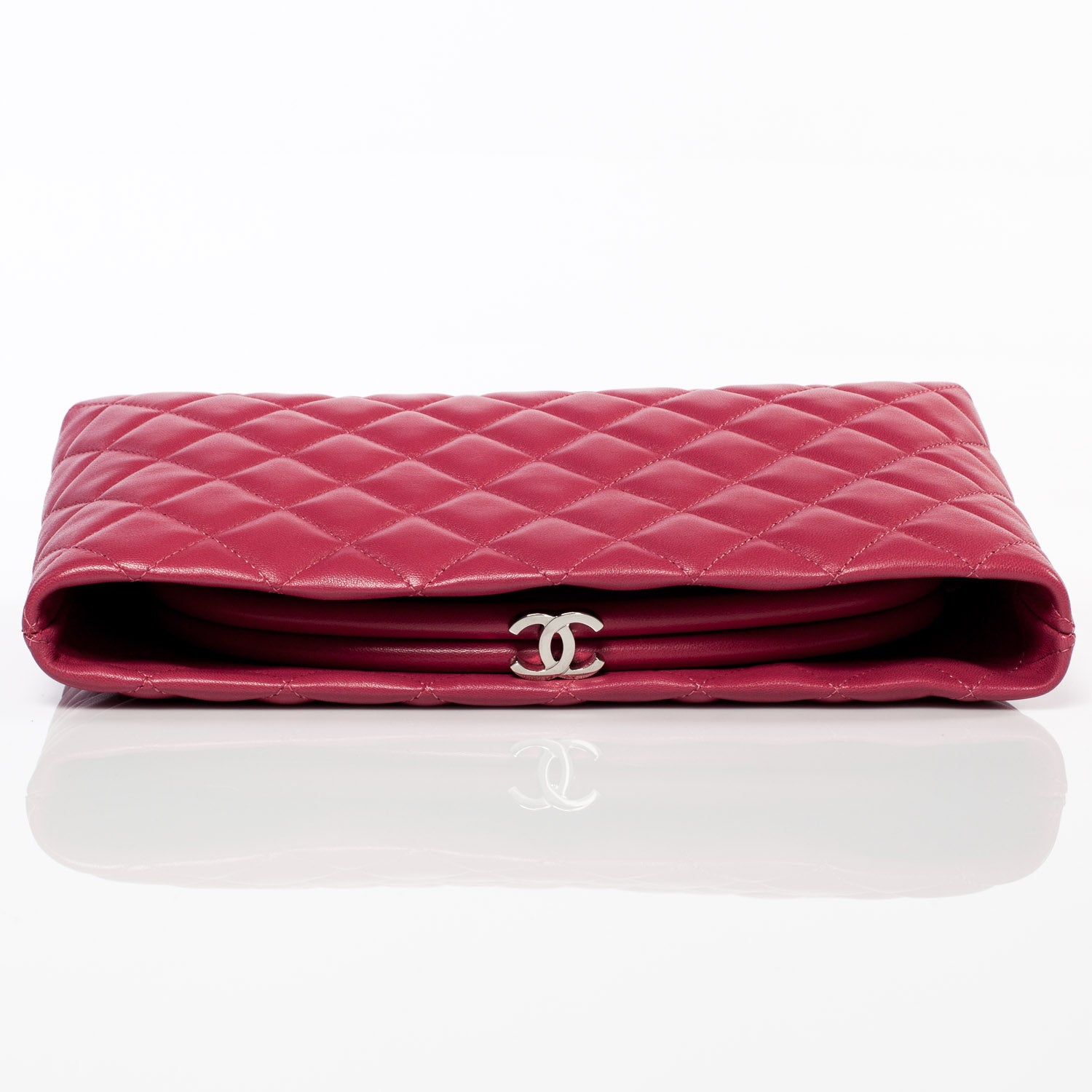 Chanel Lambskin Quilted Clutch Fuchsia 3 of 7