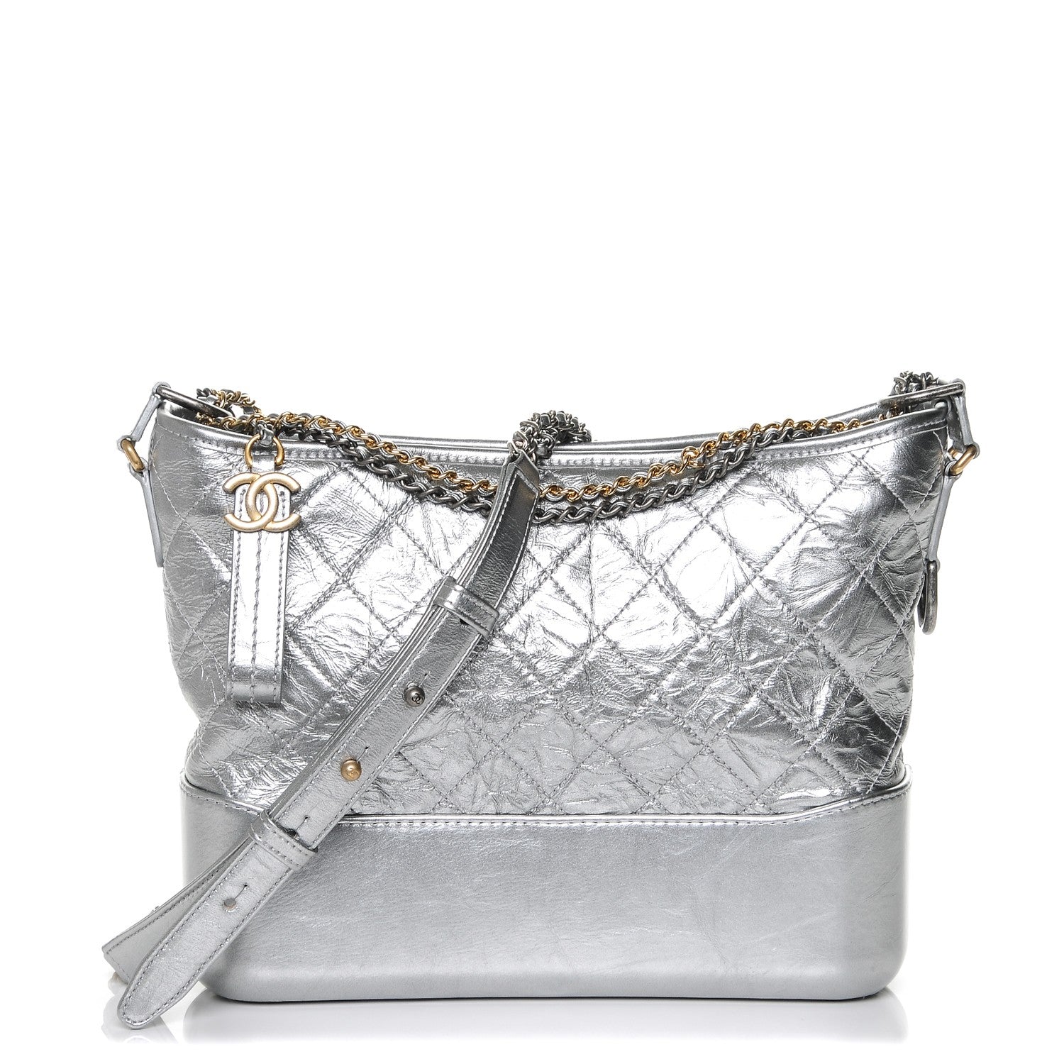 Chanel Metallic Aged Calfskin Quilted Medium Gabrielle Silver 1 of 7