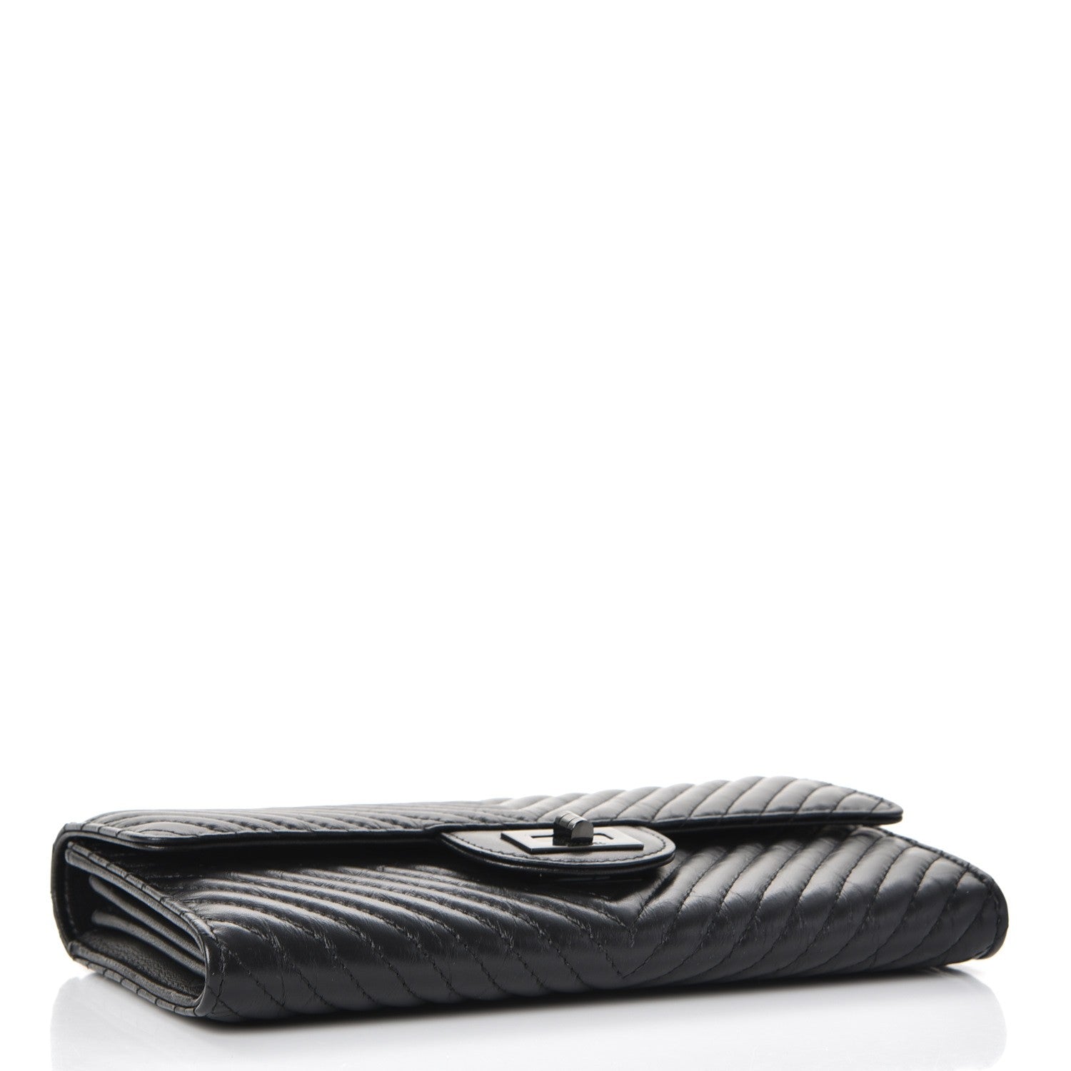 Chanel Aged Calfskin Chevron Quilted 2.55 Reissue Flap Wallet So Black 4 of 9