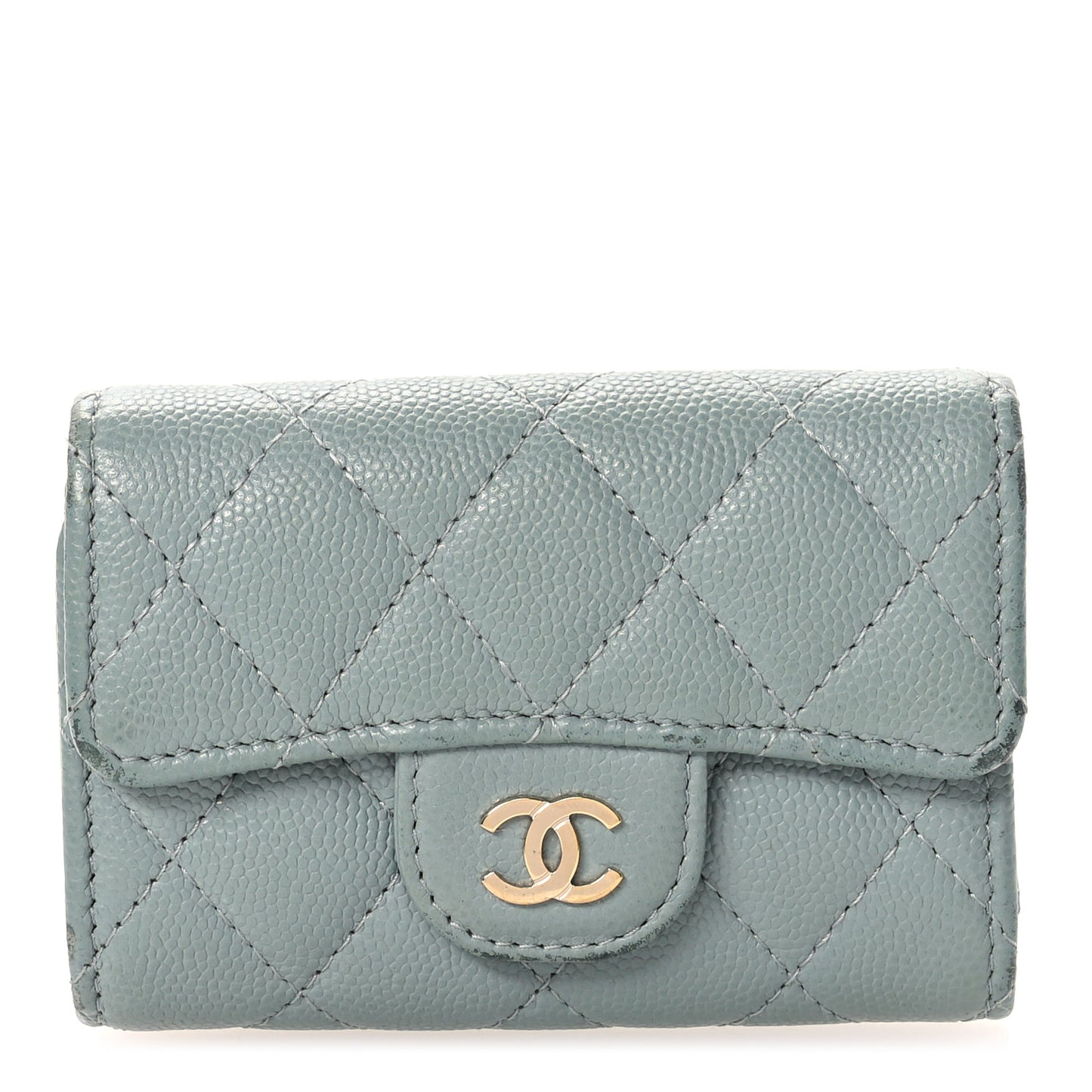 Caviar Quilted Classic 4 Key Holder Wallet Grey