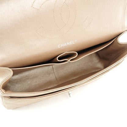 Chanel Metallic Lambskin Quilted Jumbo Double Flap Khaki 5 of 9