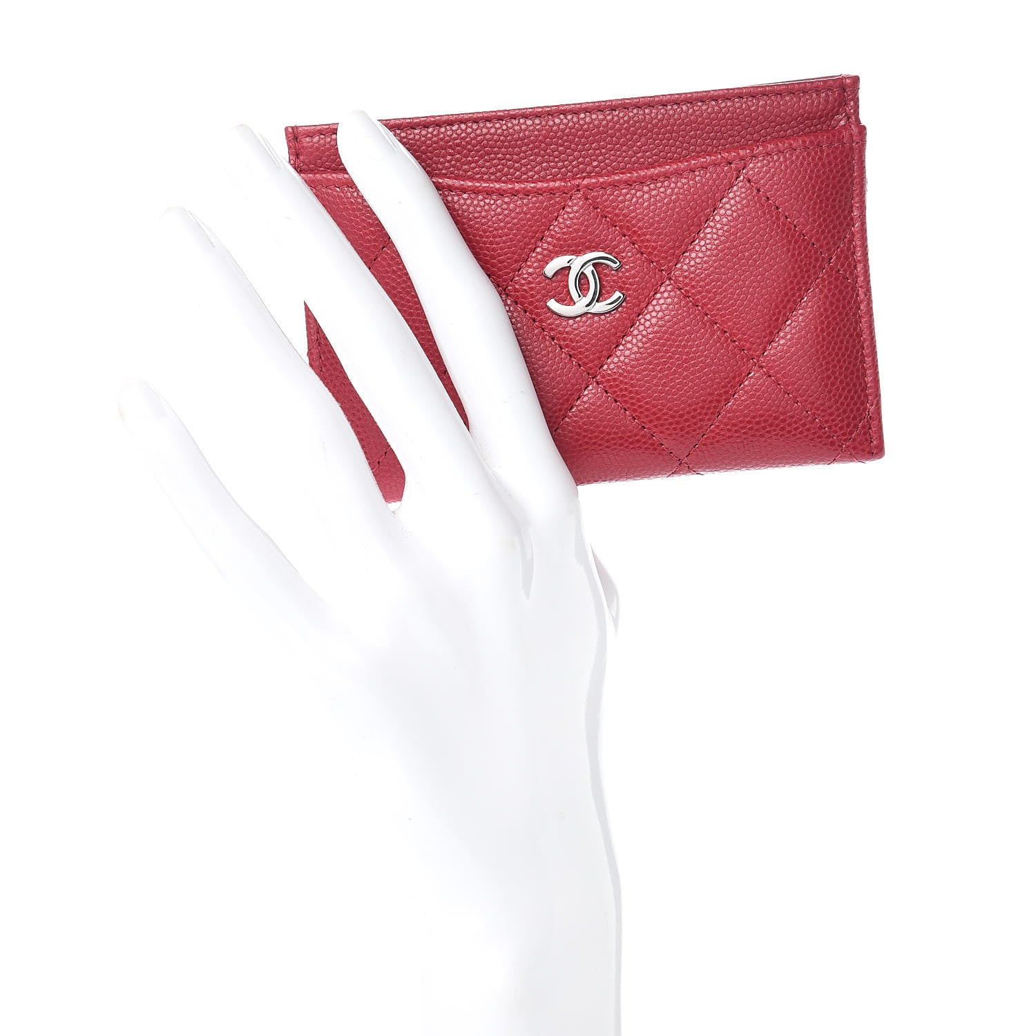Chanel Caviar Quilted Card Holder Dark Pink 2 of 10
