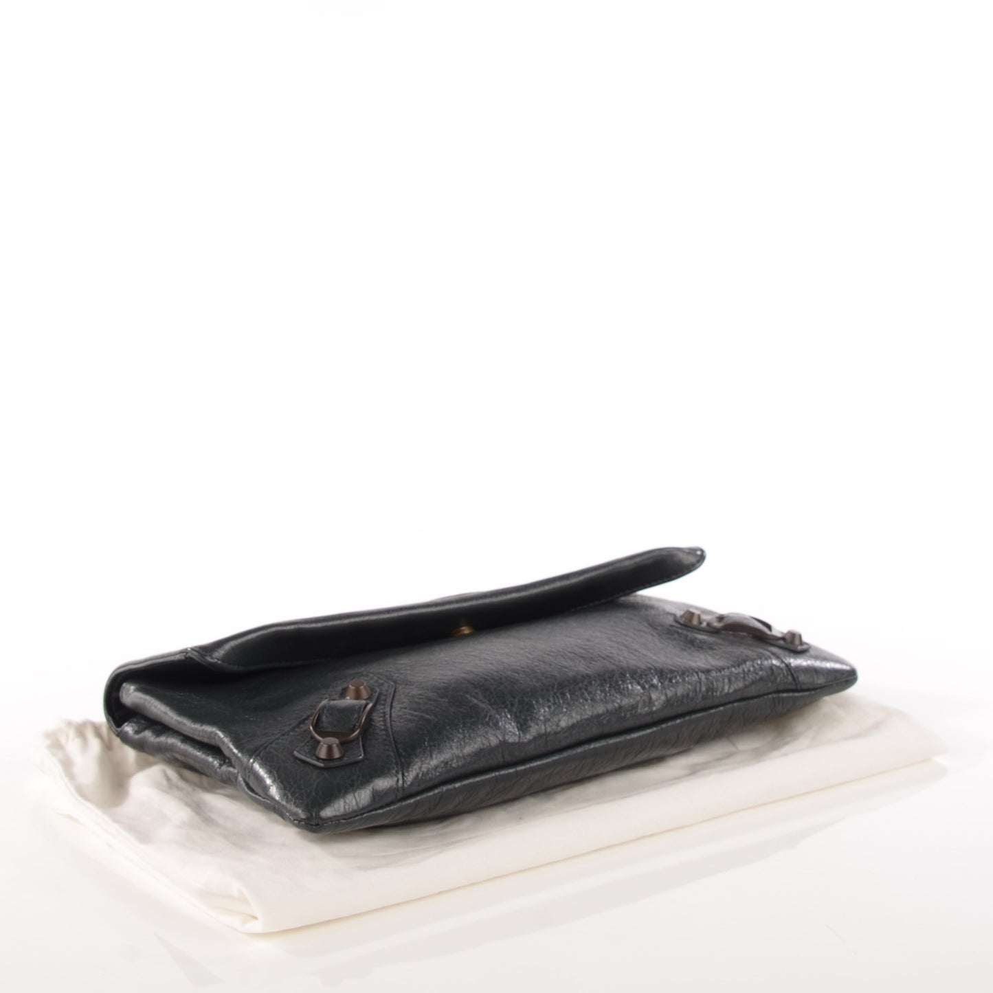 Agneau Classic Hardware Envelope Clutch Anthracite