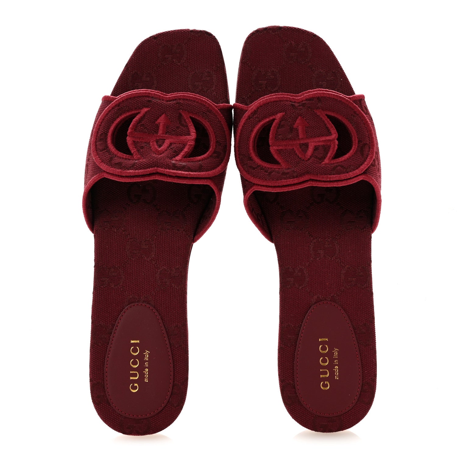 Gucci GG Canvas Interlocking G Cut Out Slide Sandals 37.5 Rosso Ancora 2 of 9