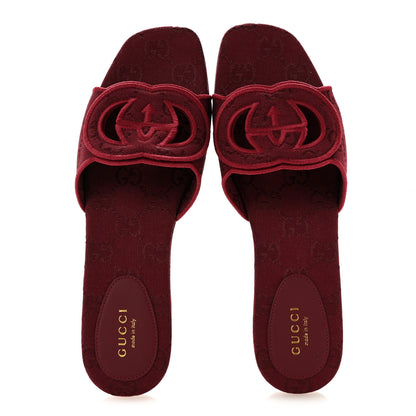 Gucci GG Canvas Interlocking G Cut Out Slide Sandals 37.5 Rosso Ancora 2 of 9