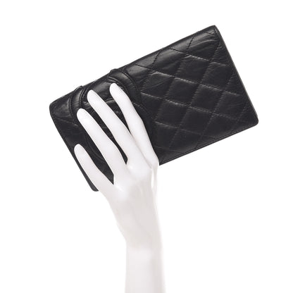 Chanel Aged Calfskin Quilted Cambon Yen Wallet Black 2 of 8