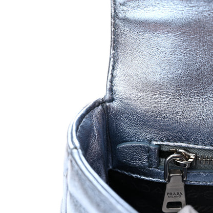 Prada Metallic Nappa Impunture Diagramme Small Chain Flap Shoulder Bag Pervinca Mordor 10 of 11