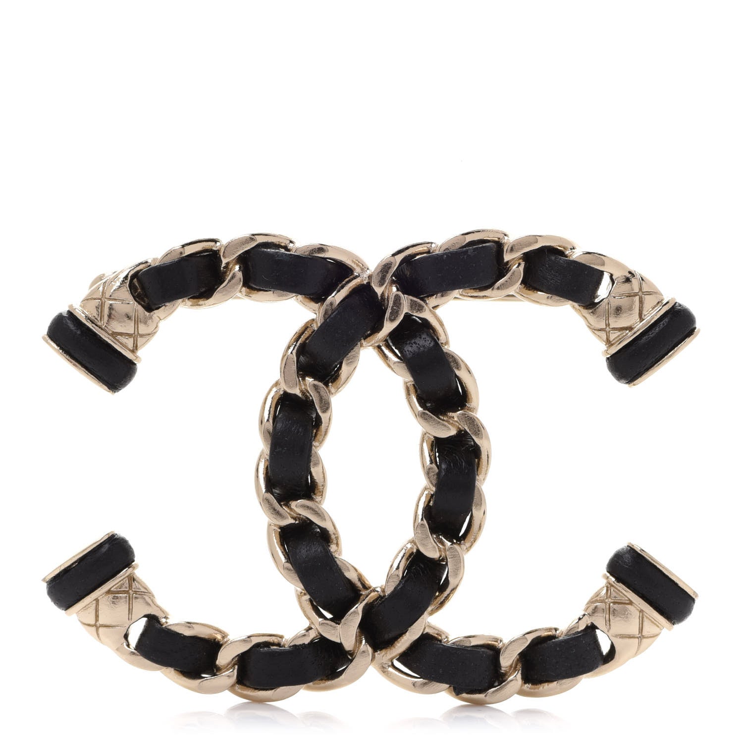Chanel Lambskin Chain CC Brooch Black Gold 1 of 5
