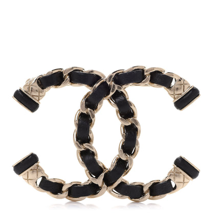 Chanel Lambskin Chain CC Brooch Black Gold 1 of 5