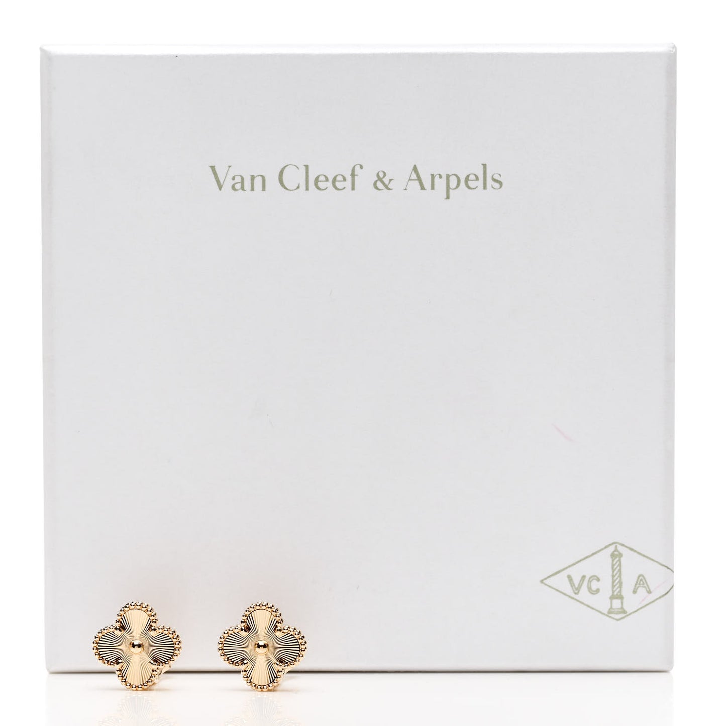 18K Yellow Gold Guilloche Vintage Alhambra Earrings