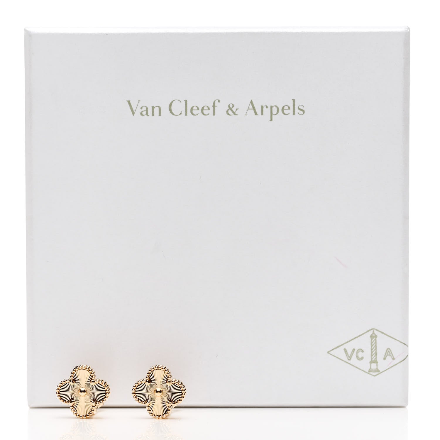 Van Cleef & Arpels 18K Yellow Gold Guilloche Vintage Alhambra Earrings 6 of 6