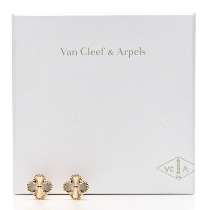 Van Cleef & Arpels 18K Yellow Gold Guilloche Vintage Alhambra Earrings 6 of 6