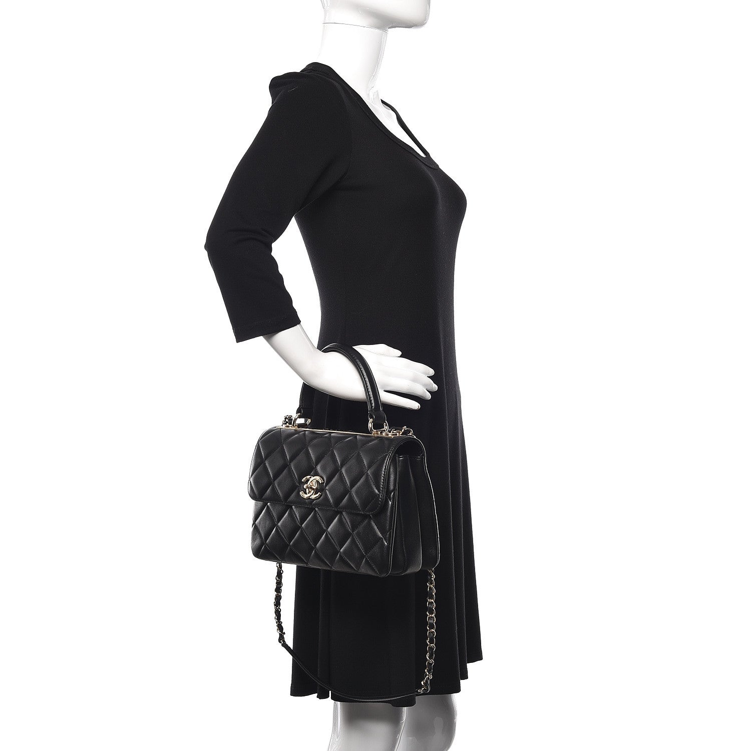 Chanel Lambskin Quilted Small Trendy CC Dual Handle Flap Bag Black 2 of 13