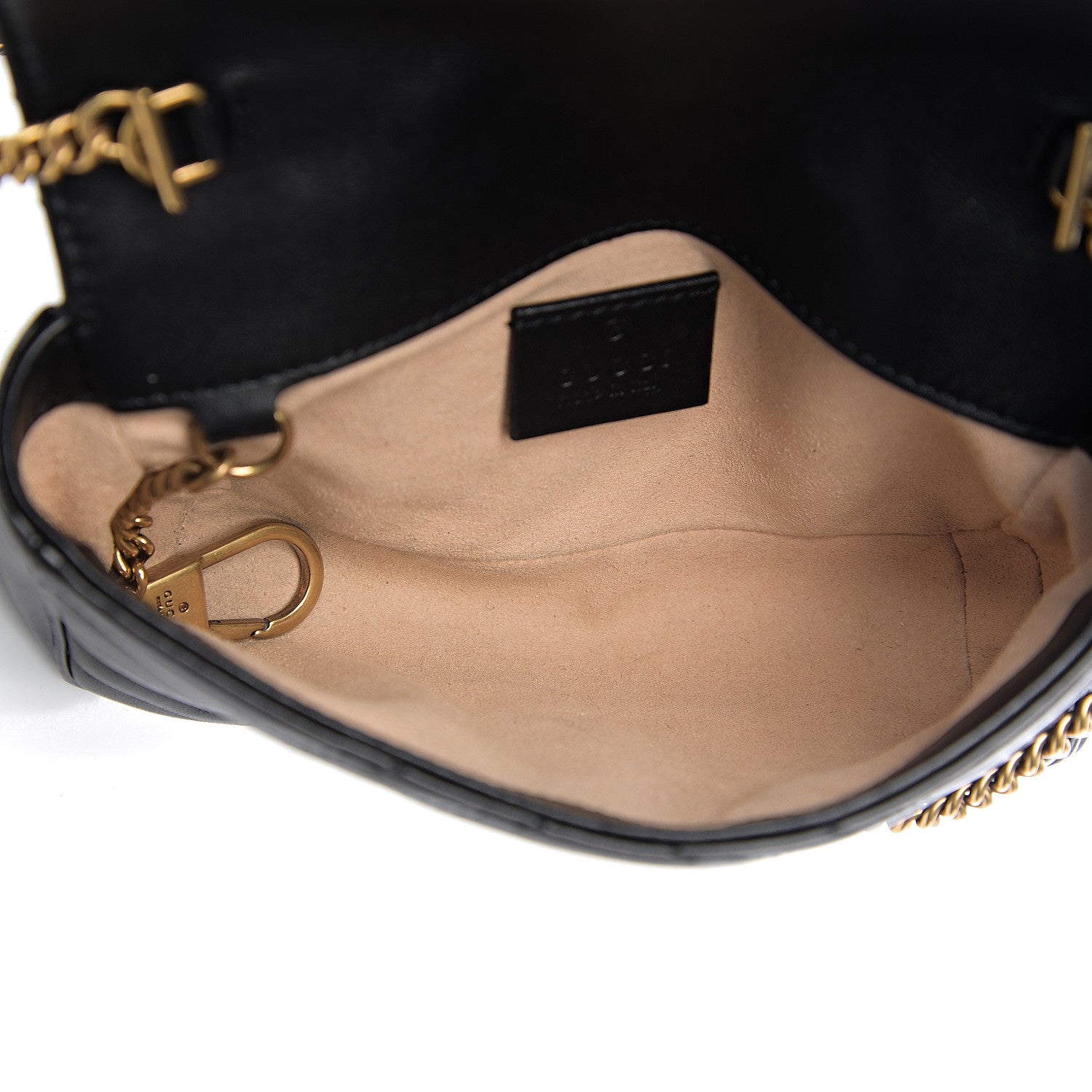 Gucci Calfskin Matelasse Super Mini GG Marmont Shoulder Bag Black 4 of 9