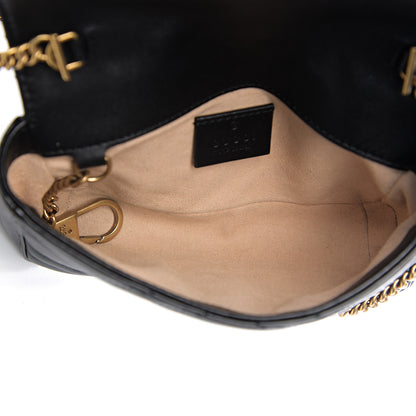 Gucci Calfskin Matelasse Super Mini GG Marmont Shoulder Bag Black 4 of 9