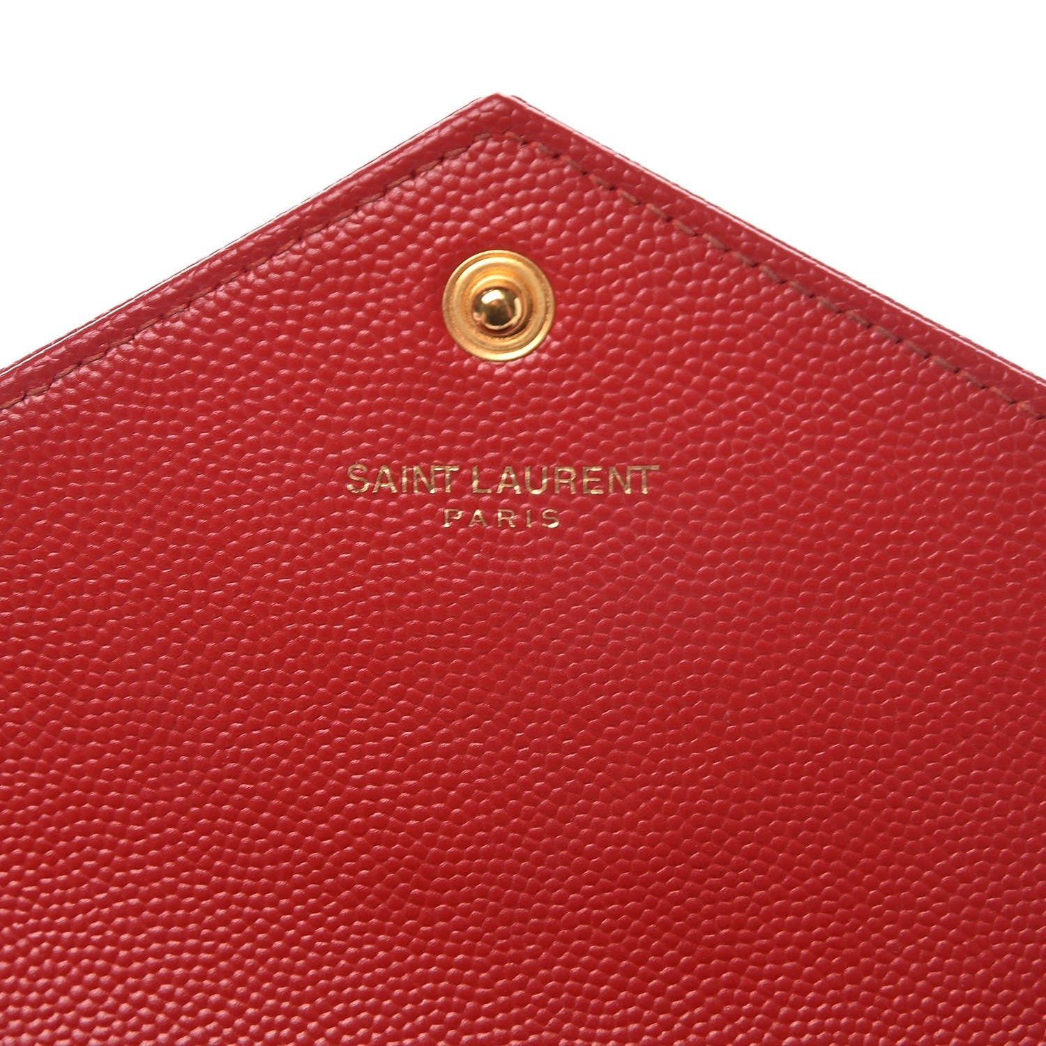 Saint Laurent Grain De Poudre Matelasse Chevron Monogram Envelope Chain Wallet New Red 6 of 9