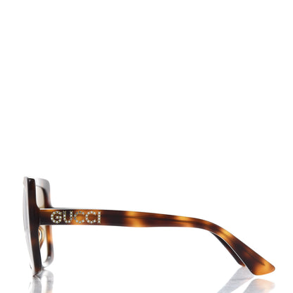 Gucci Acetate Square Frame Crystal Sunglasses GG 0418S Tortoiseshell 3 of 8