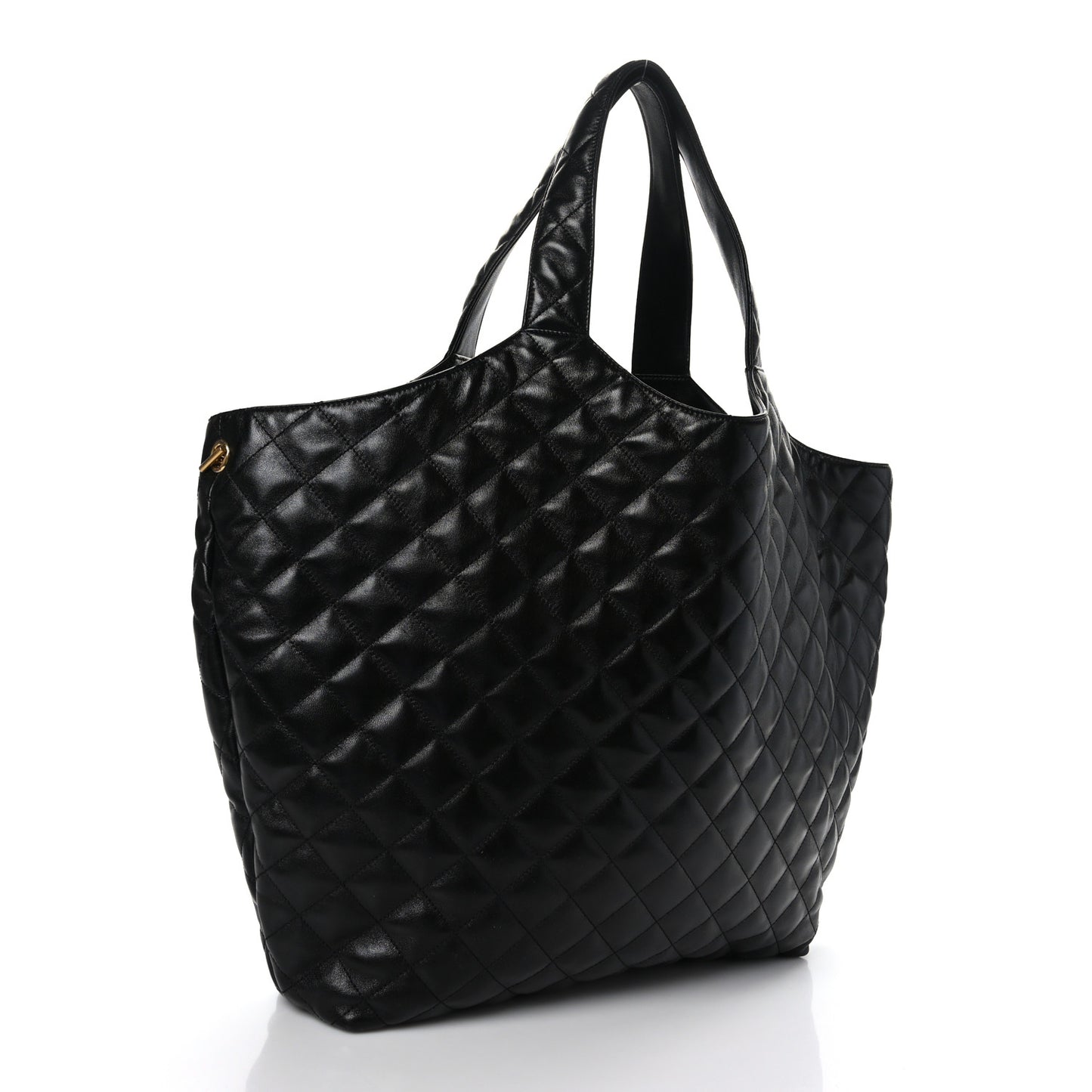 Lambskin Quilted Maxi Icare Shopping Tote Black