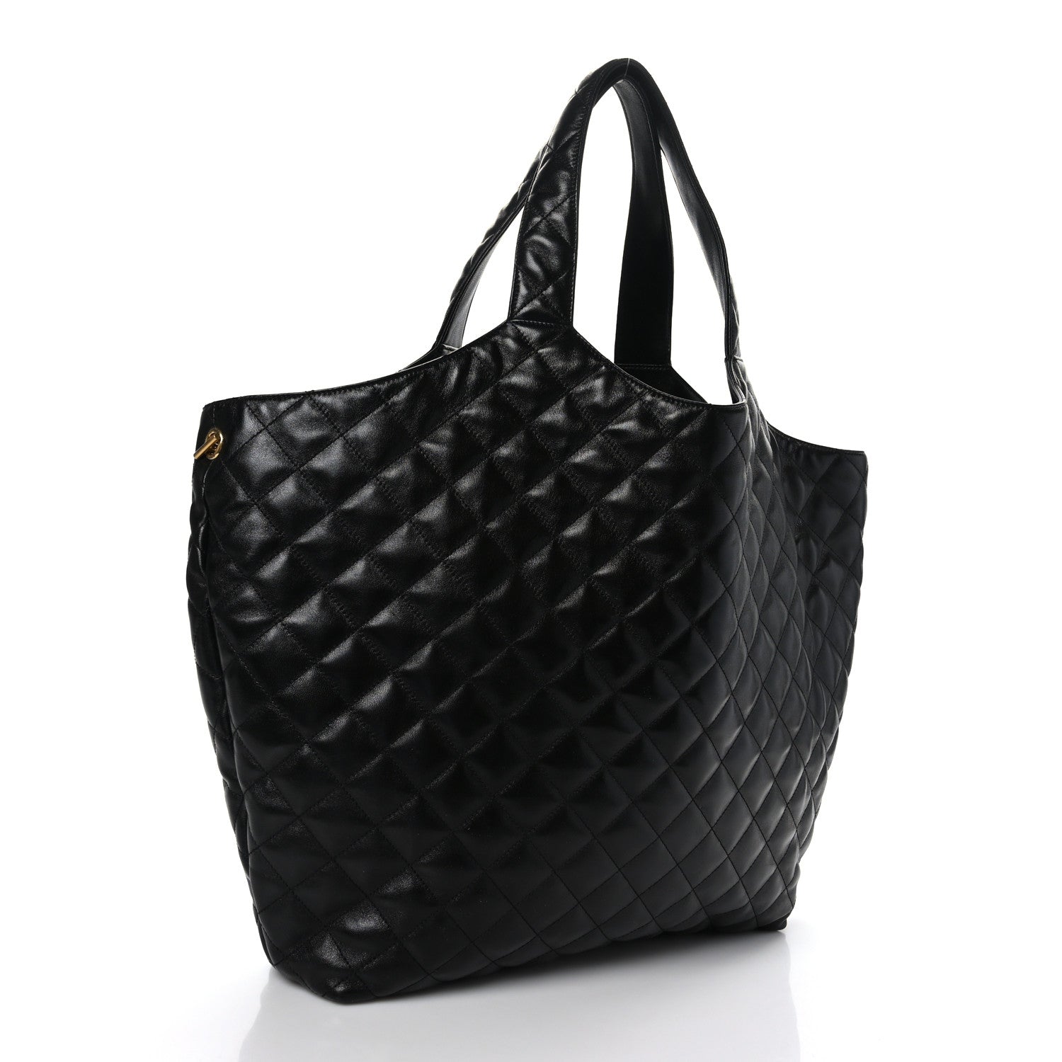 Saint Laurent Lambskin Quilted Maxi Icare Shopping Tote Black 4 of 10