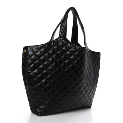 Saint Laurent Lambskin Quilted Maxi Icare Shopping Tote Black 4 of 10