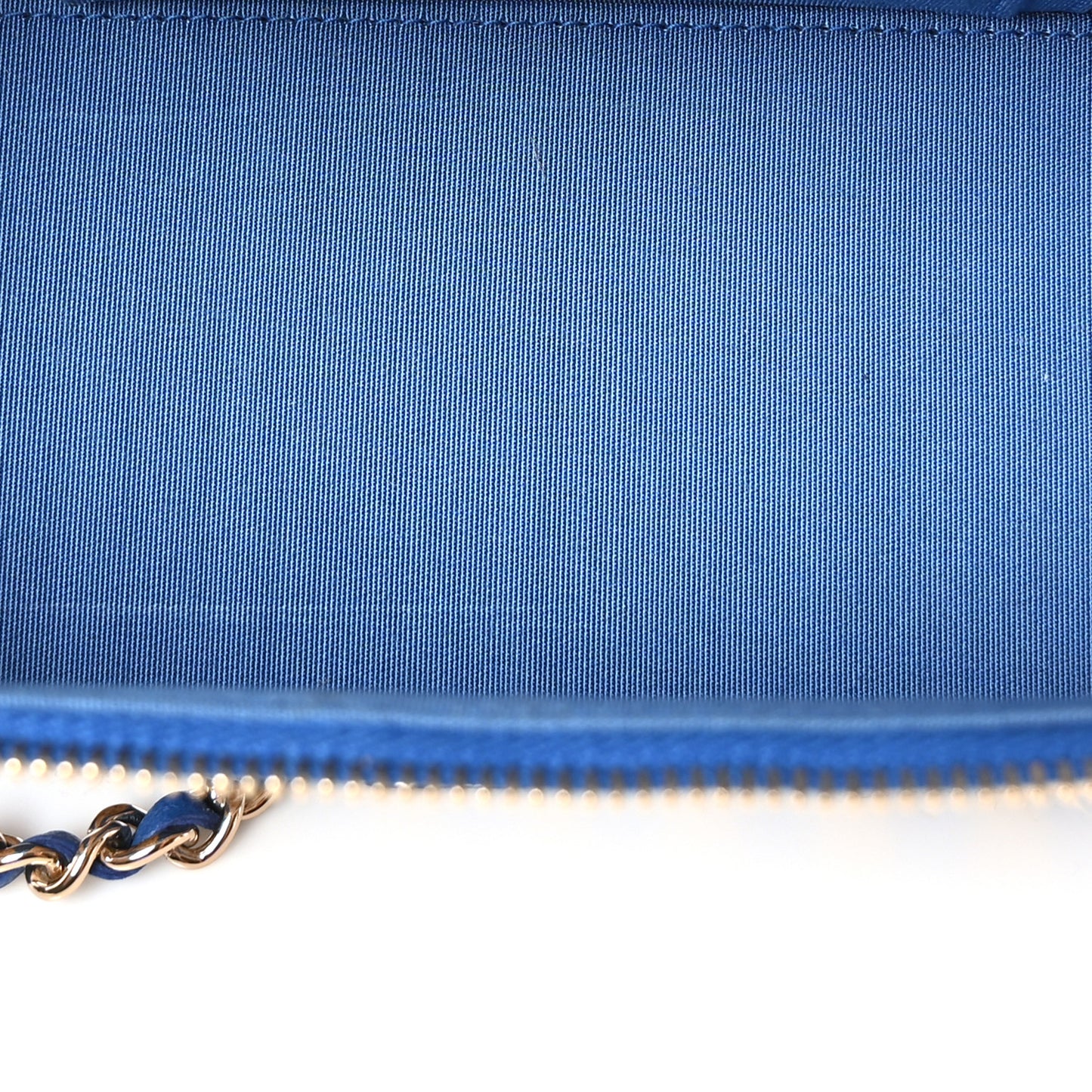 Raffia Jute Striped Small Vanity Case With Chain Blue Beige