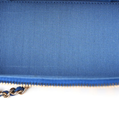 Chanel Raffia Jute Striped Small Vanity Case With Chain Blue Beige 5 of 10