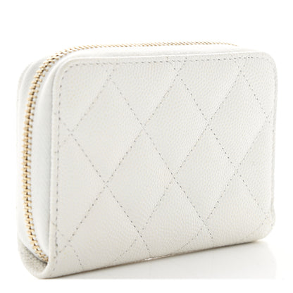 Chanel Caviar Quilted Striated CC Zip Coin Purse White 3 of 8