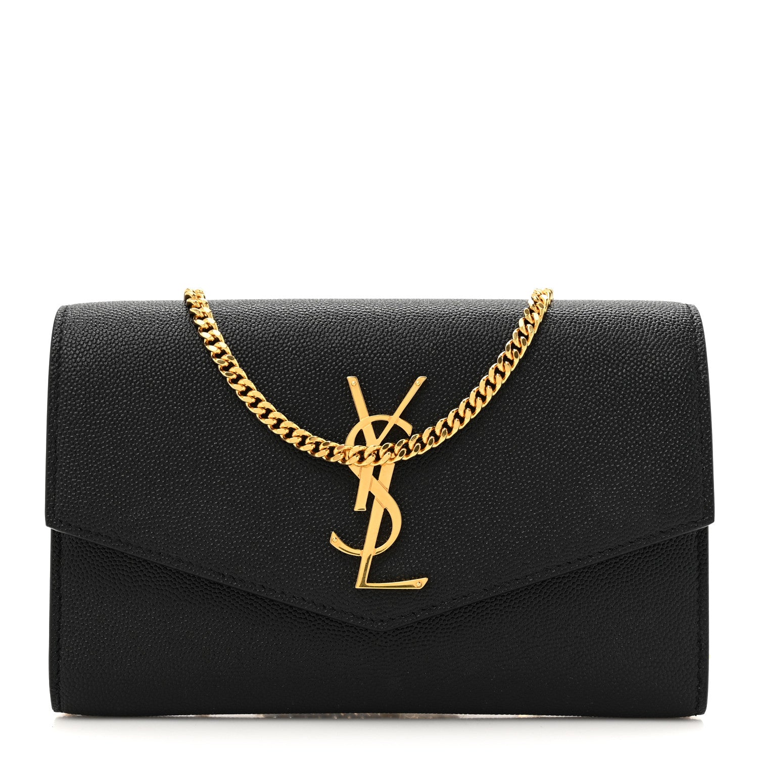 Saint Laurent Grain De Poudre Uptown Chain Wallet Black 1 of 13
