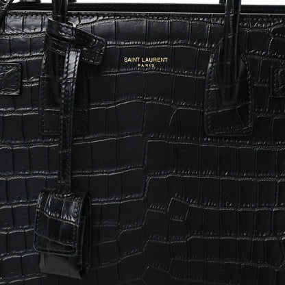 Saint Laurent Calfskin Crocodile Embossed Baby Sac De Jour Black 10 of 12