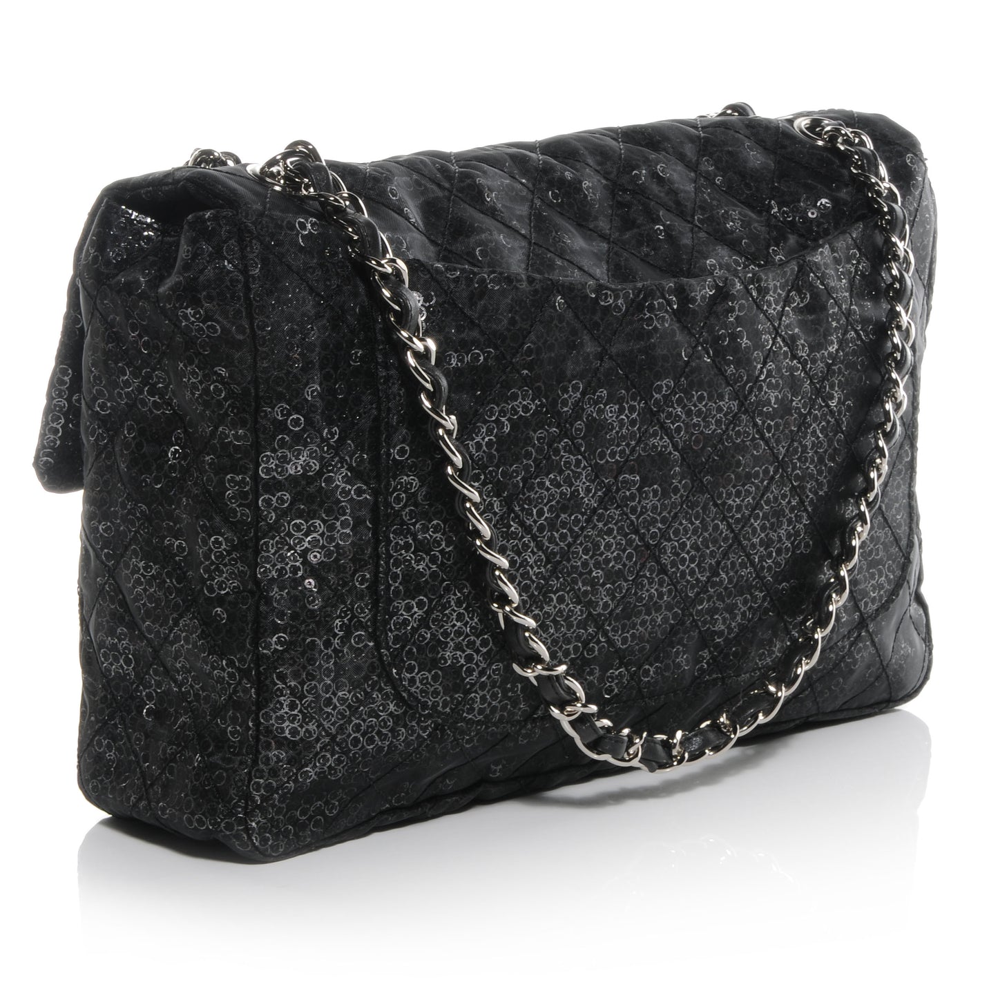 Hidden Sequin Maxi Flap Black