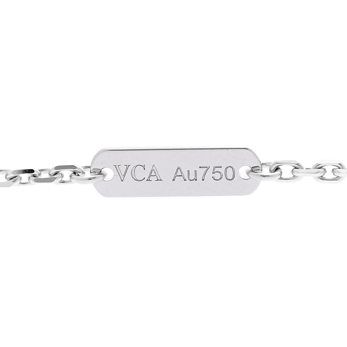 18K White Rose Gold Diamond Guilloche Vintage Alhambra Pendant Necklace