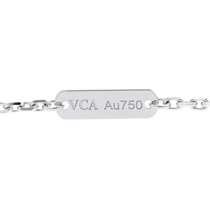 Van Cleef & Arpels 18K White Rose Gold Diamond Guilloche Vintage Alhambra Pendant Necklace 4 of 6