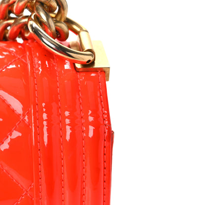 Chanel Patent Quilted Medium Boy Flap Orange 12 of 17