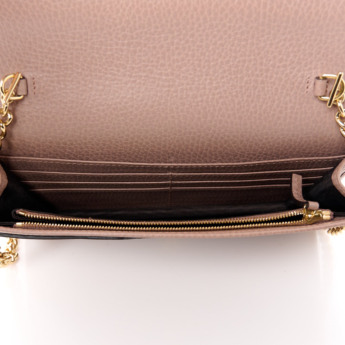 Calfskin Mini GG Marmont Chain Wallet Porcelain Rose