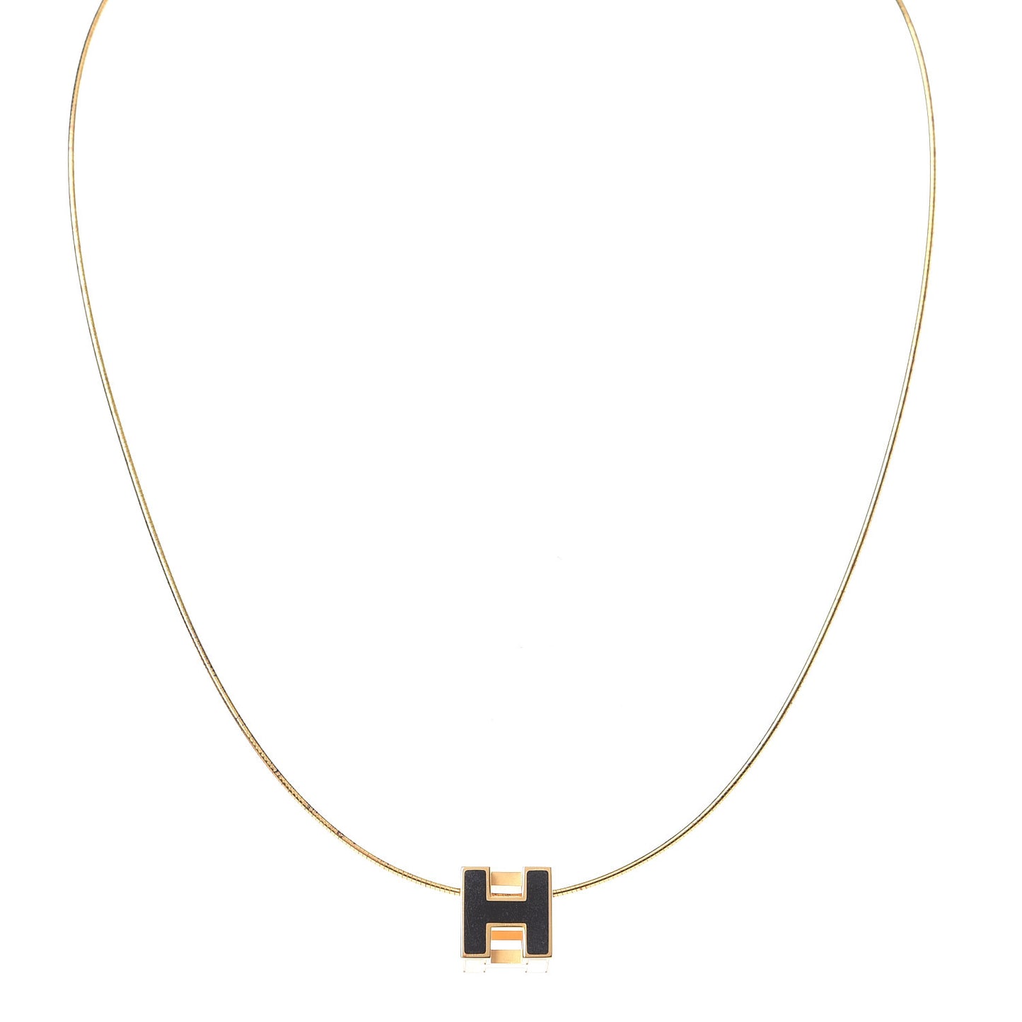 Gold Lacquered Cage d'H Pendant Necklace Black