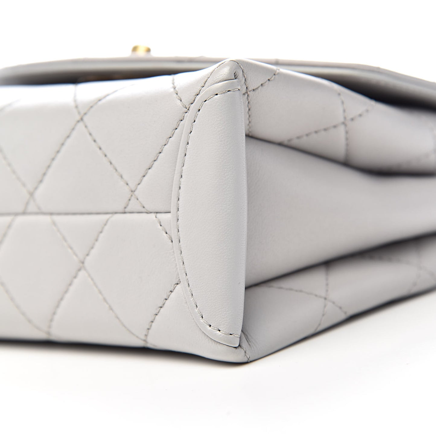Lambskin Quilted Small Trendy Spirit Top Handle Bag Light Grey