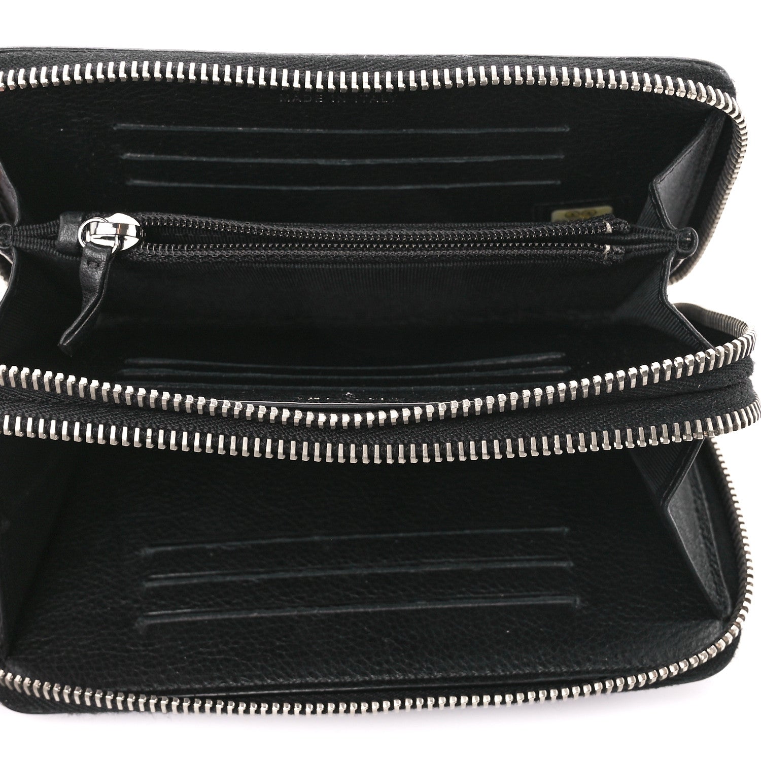Chanel Lambskin Quilted Crystal Medium Gusset Double Zip Around Wallet Black 5 of 11