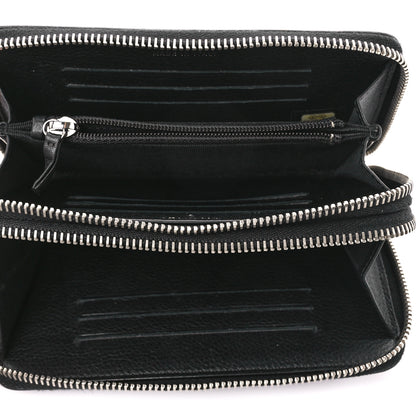 Chanel Lambskin Quilted Crystal Medium Gusset Double Zip Around Wallet Black 5 of 11