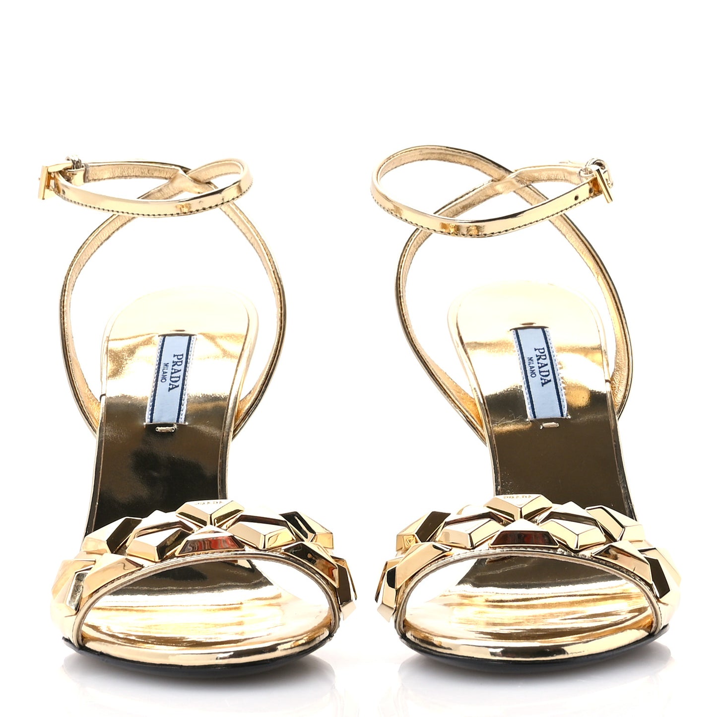 Vernice Metal Stud Sandals 36 Platino