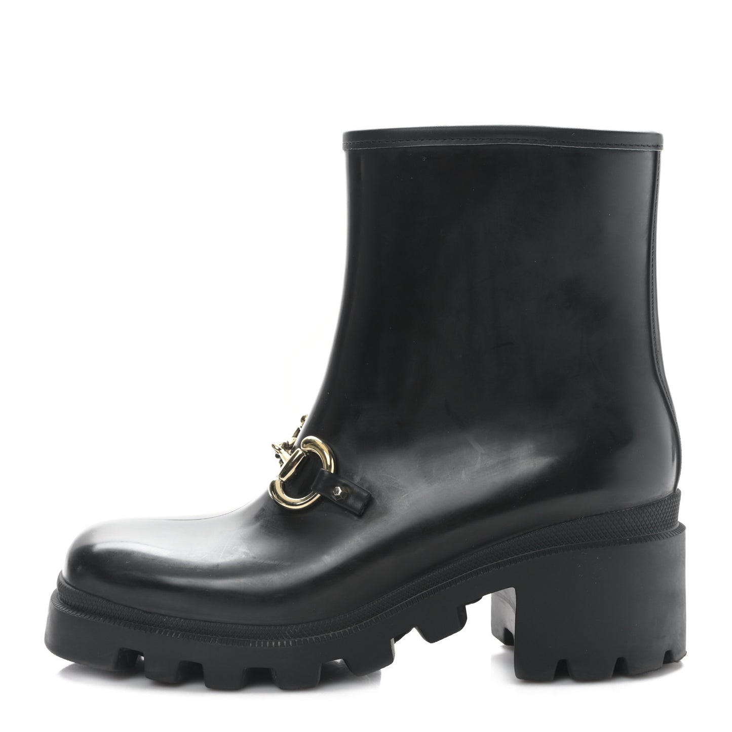 Rubber Womens Horsebit Ankle Boots 40 Black