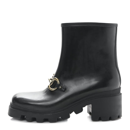 Gucci Rubber Womens Horsebit Ankle Boots 40 Black 1 of 7