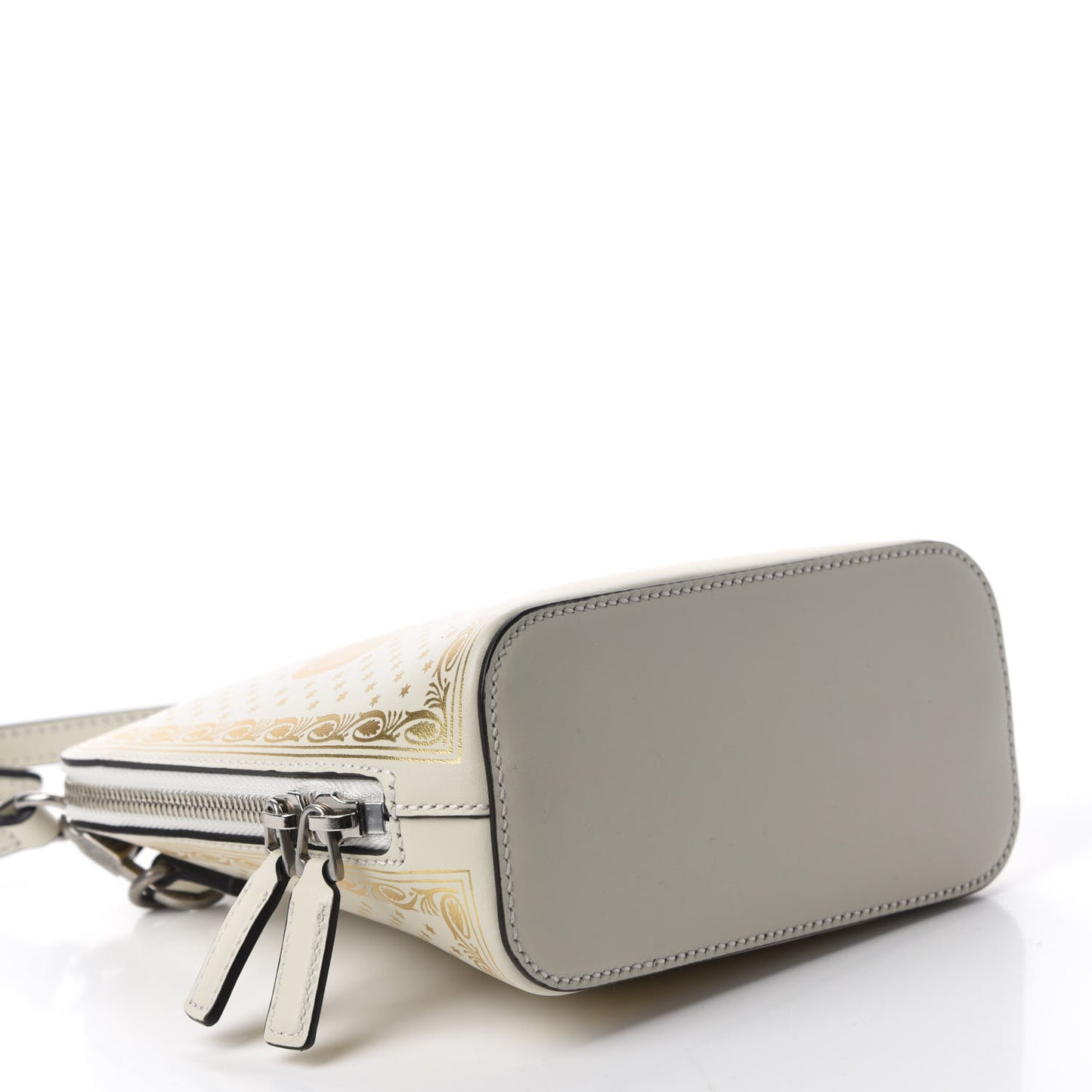 X SEGA Calfskin GUCCY Stars Mini Dome Shoulder Bag Mystic White Gold