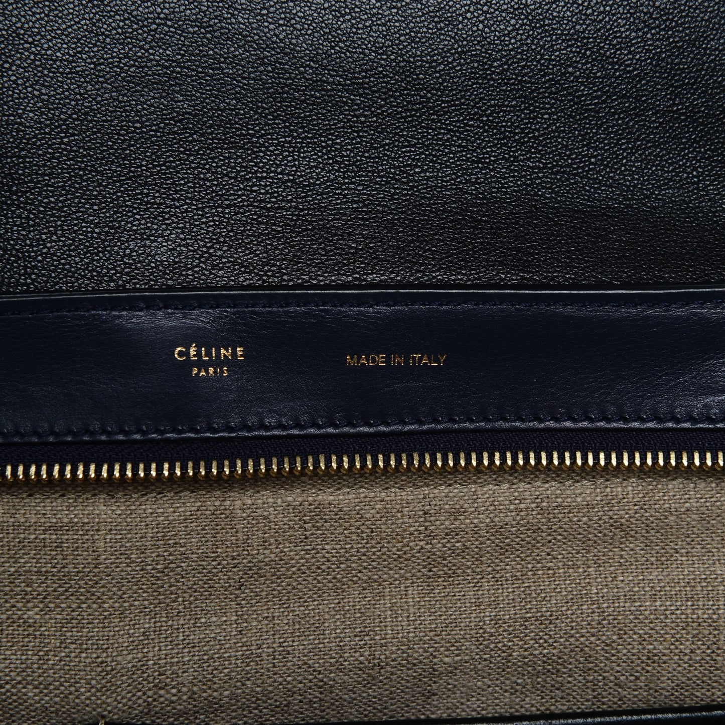 Smooth Calfskin Linen Medium Tri-Color Trapeze Black Navy Blue