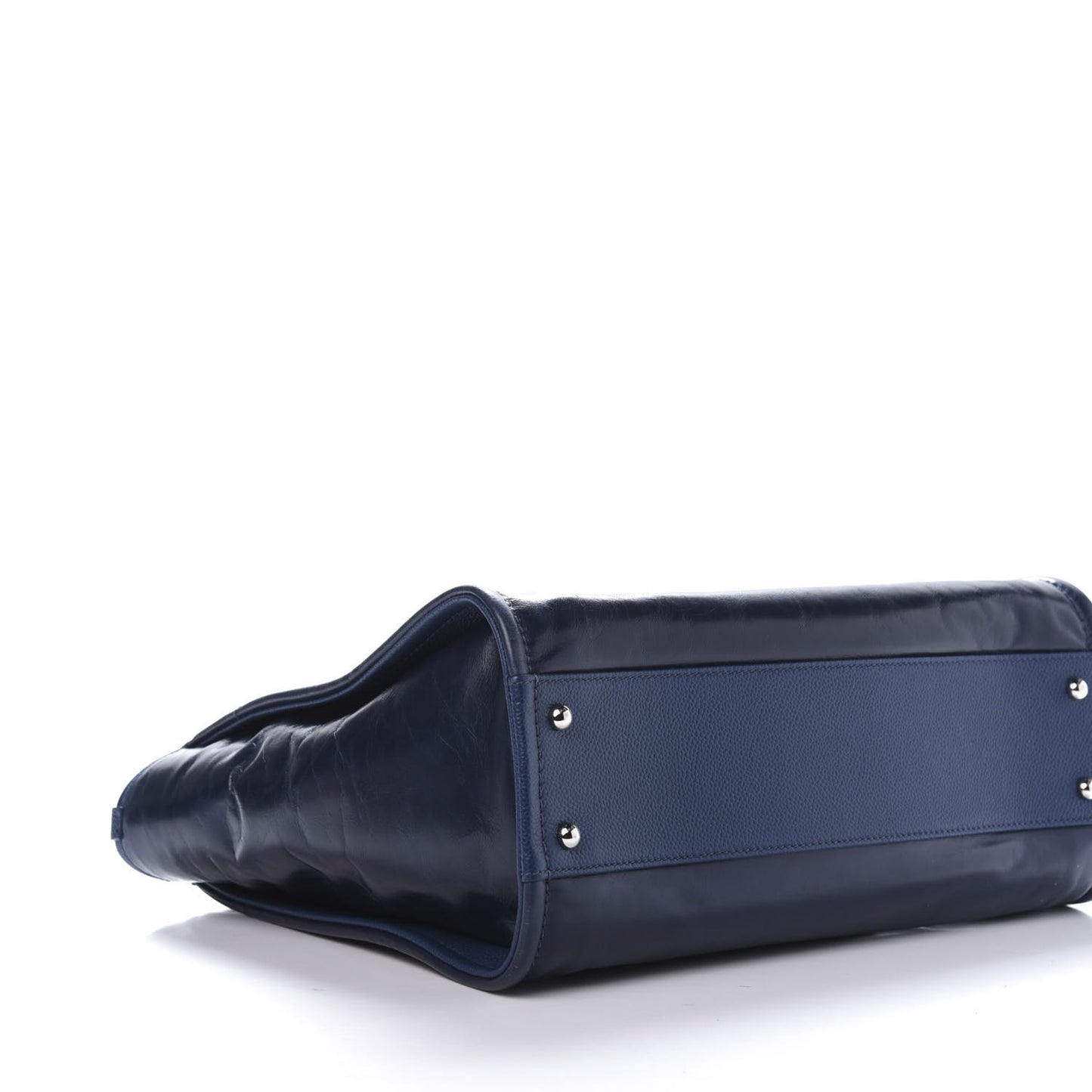 Glazed Calfskin Small Deauville Tote Blue