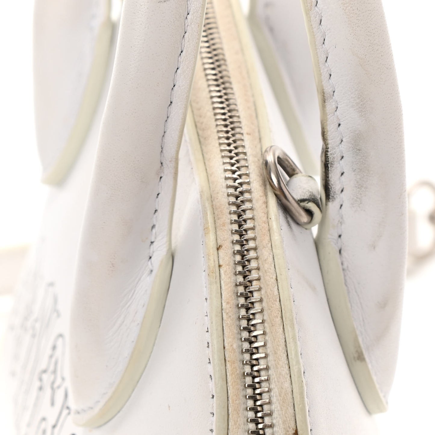 Calfskin Gothic Logo XXS Ville Top Handle Bag White