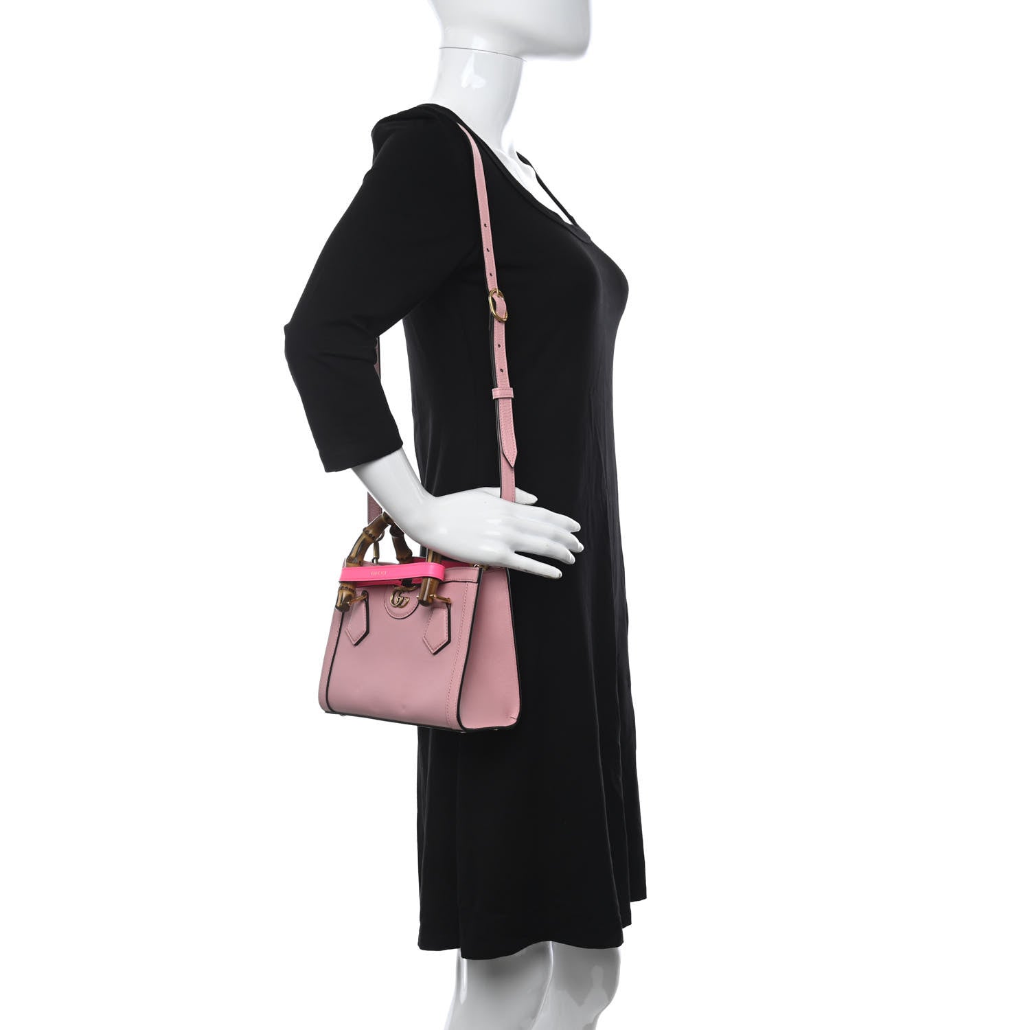 Gucci Wonka Grain Calfskin Mini Diana Tote Bag Wild Rose Fuxia Fluo 2 of 12