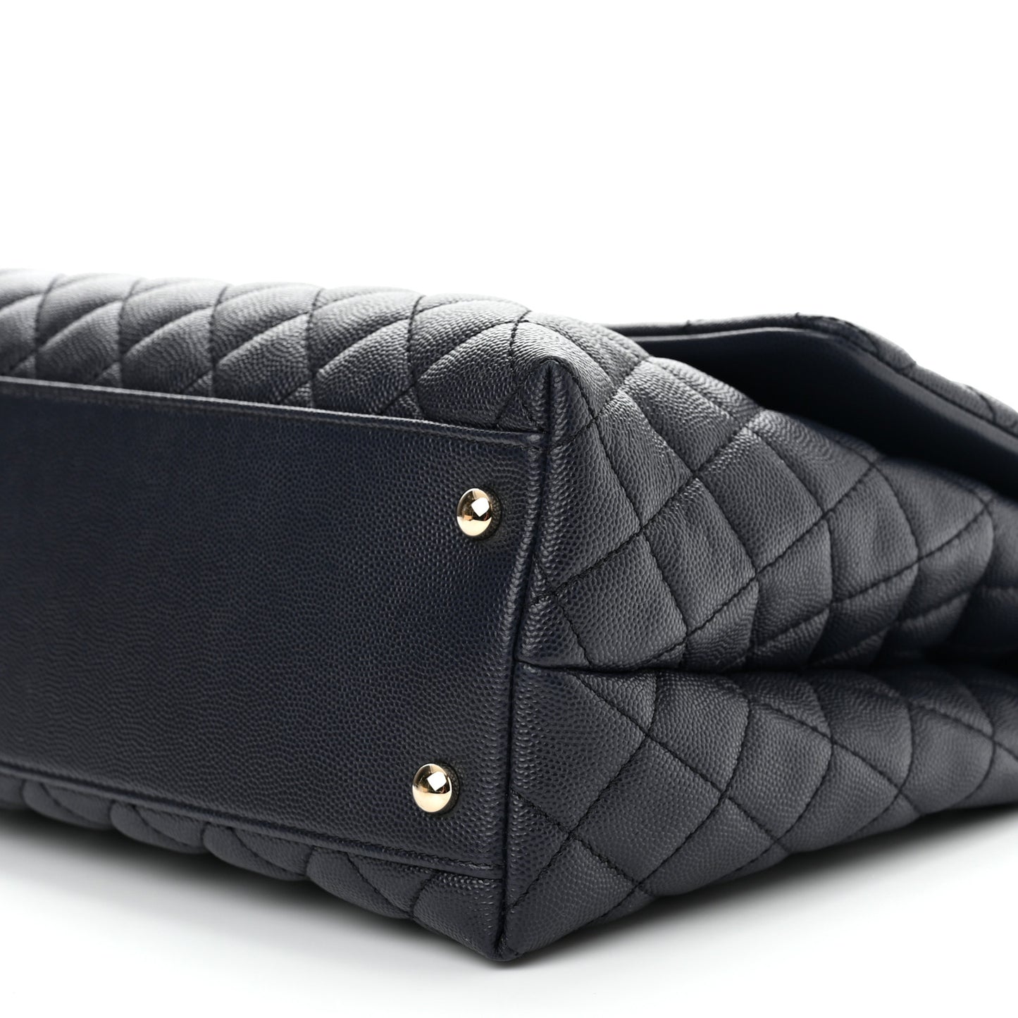 Caviar Quilted Medium Coco Handle Flap Navy Blue